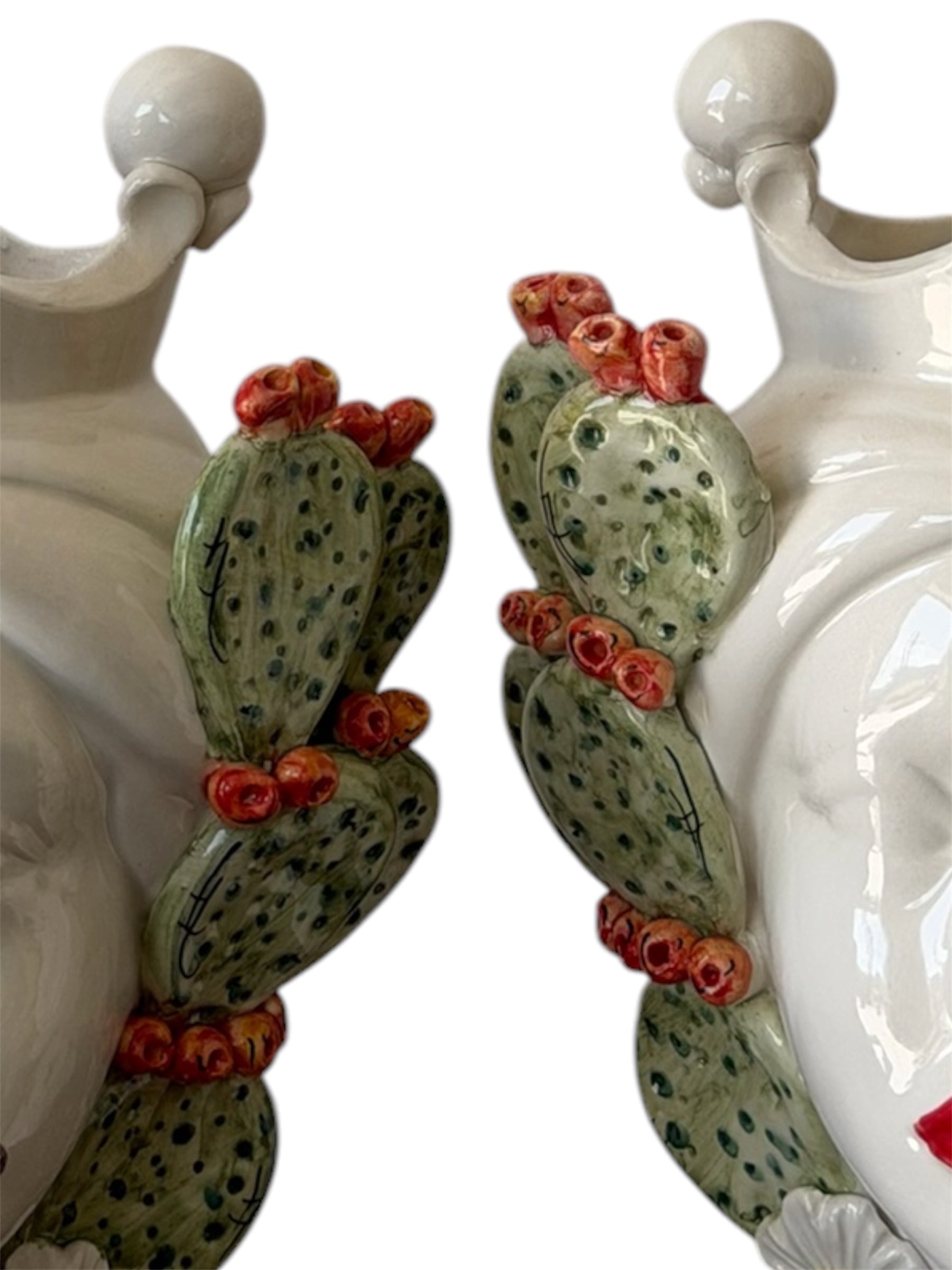 Coppia di Teste di Moro in ceramica artistica siciliana fatta a mano, laboratorio Ceramiche Ro&Mar