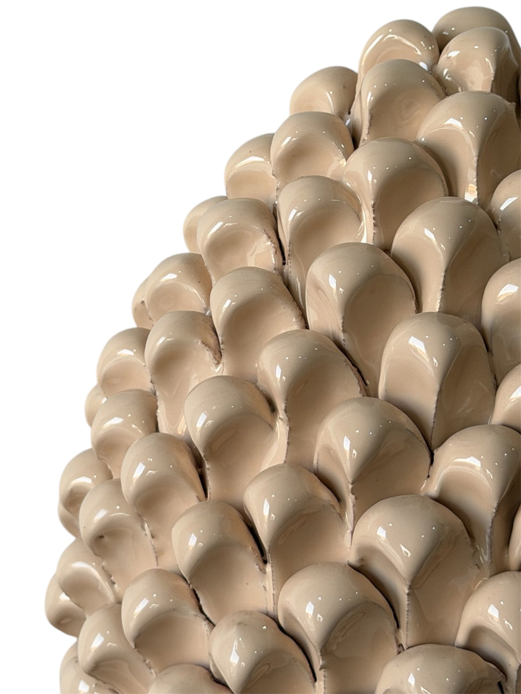 Pigna color crema in ceramica H 35 cm, complemento d'arredo portafortuna