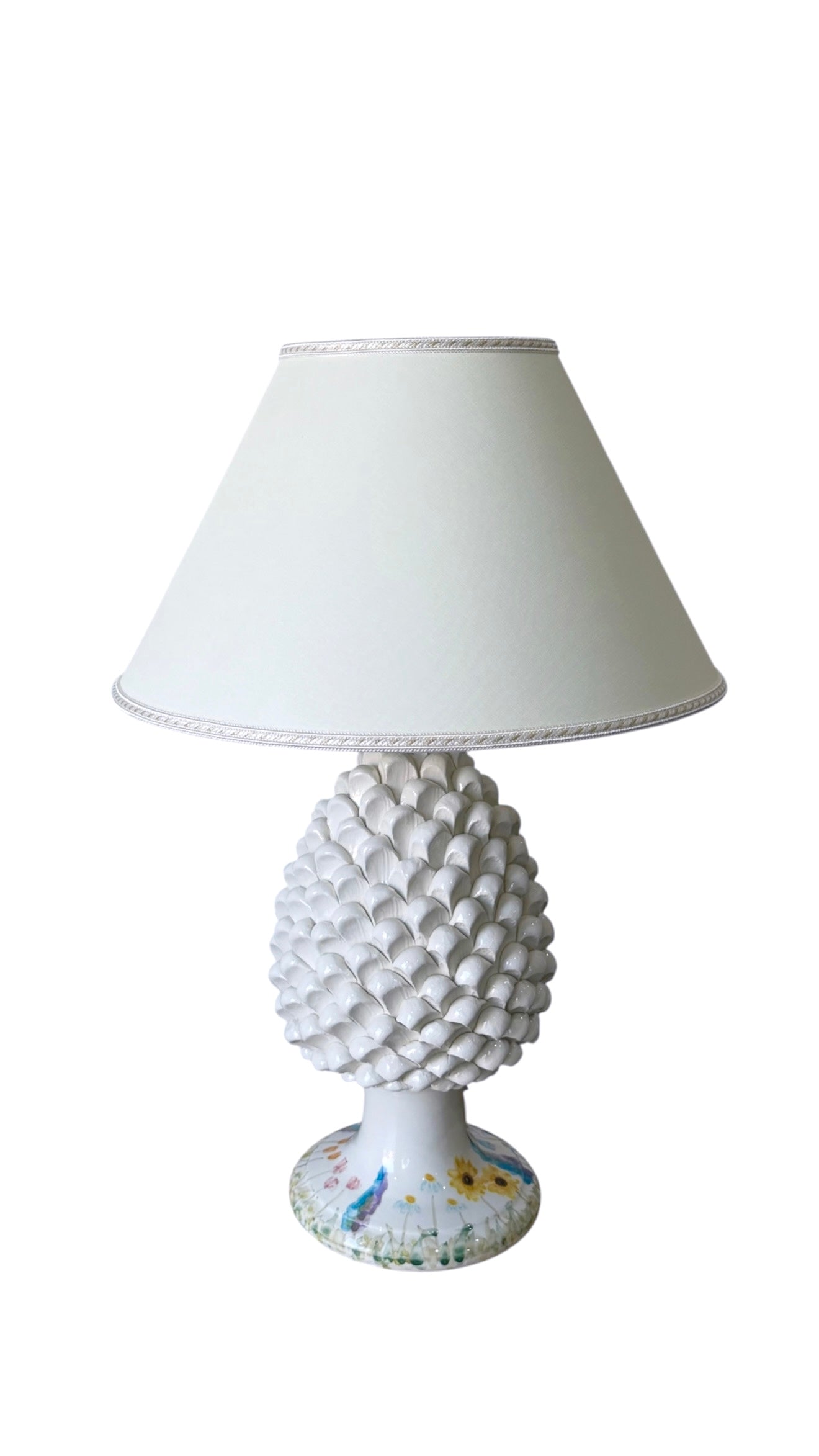 Lume Pigna Fiordaliso - Lampada da Tavolo in Ceramica Fatta a Mano