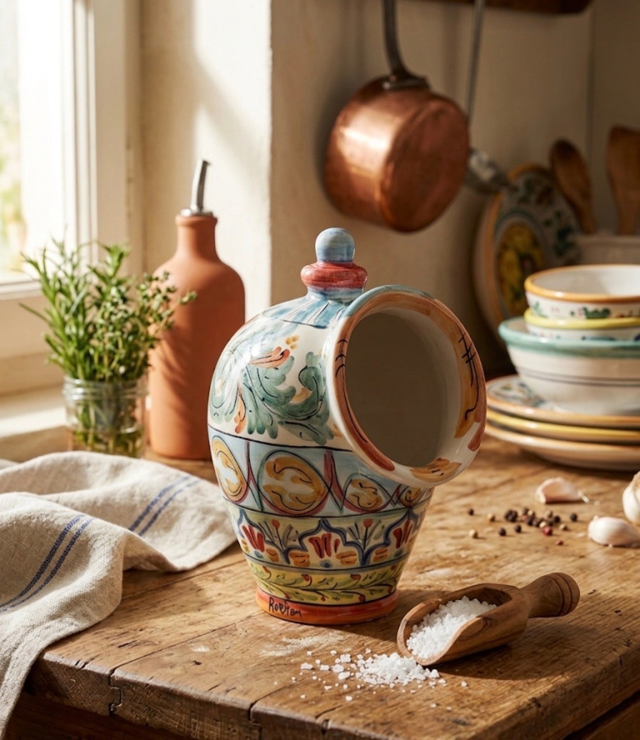 Portasale in Ceramica Artigianale – Tradizione e Colore in Cucina