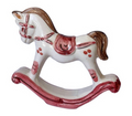 Cavalluccio a dondolo in ceramica – variante bianco e rosa