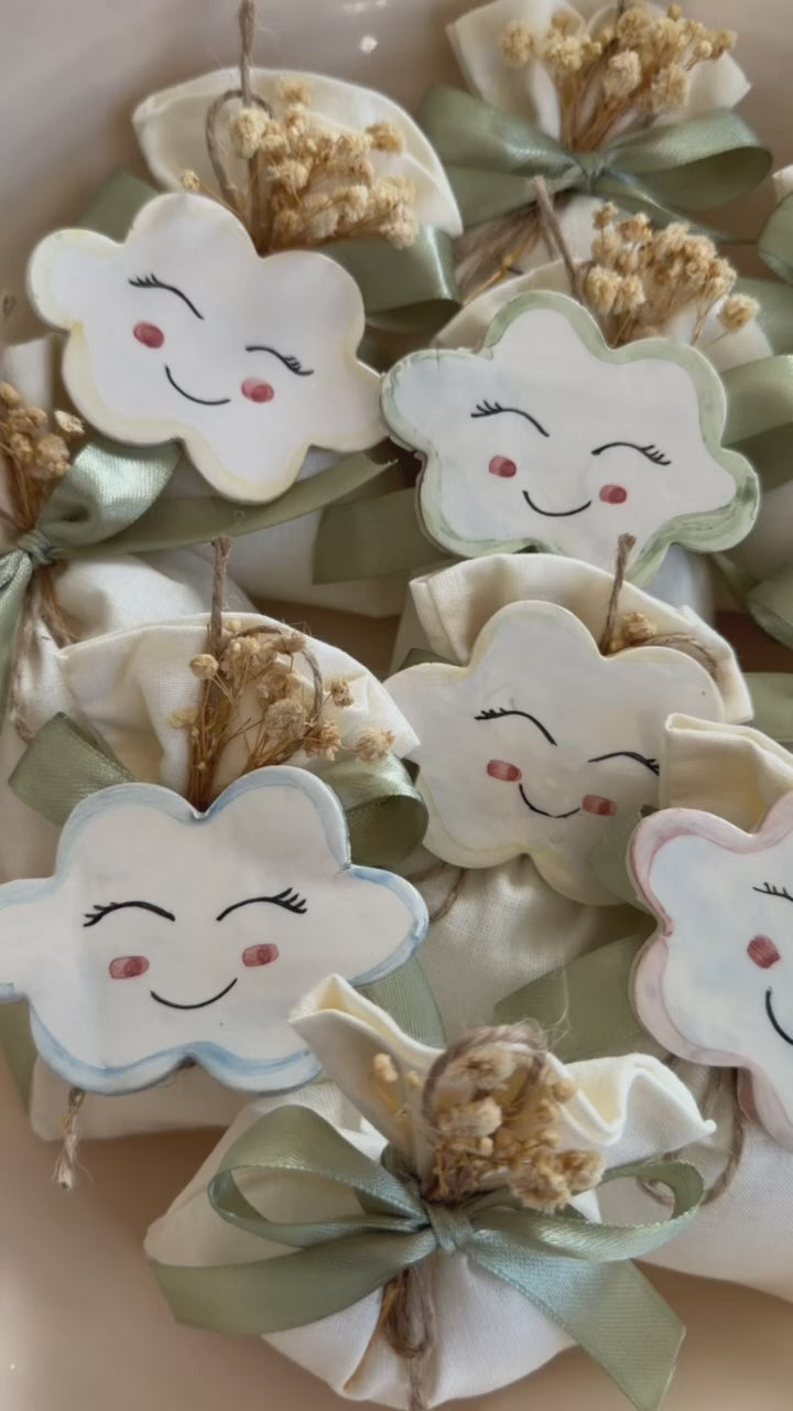 Nuvola dei Sogni – Calamita in Ceramica | Bomboniera Nascita e Battesimo